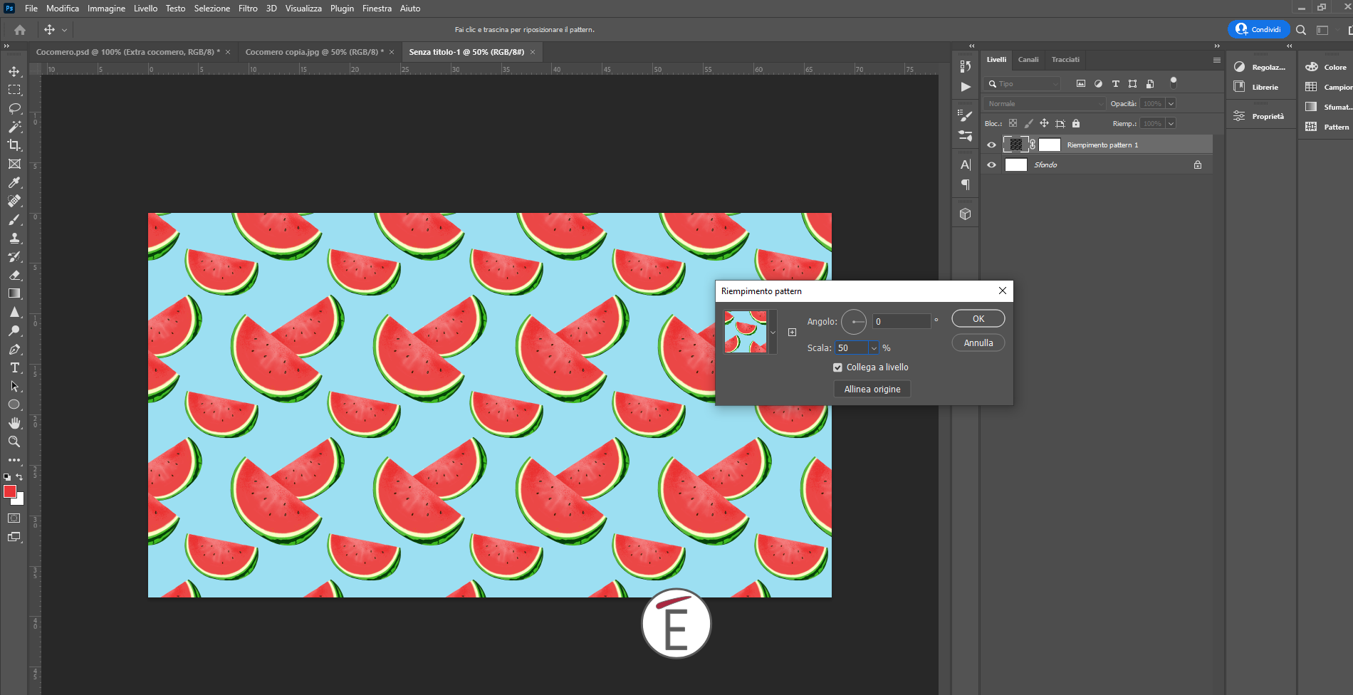 un esempio di pattern realizzata in Adobe Photoshop