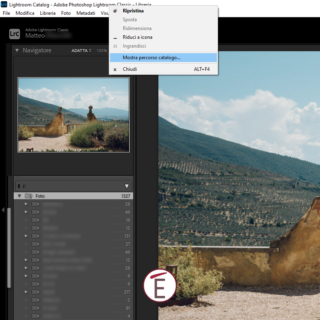 Visualizza rapidamente la posizione del tuo catalogo in Lightroom Classic usando il tasto destro sulla barra dell'applicazione e scegliendo 